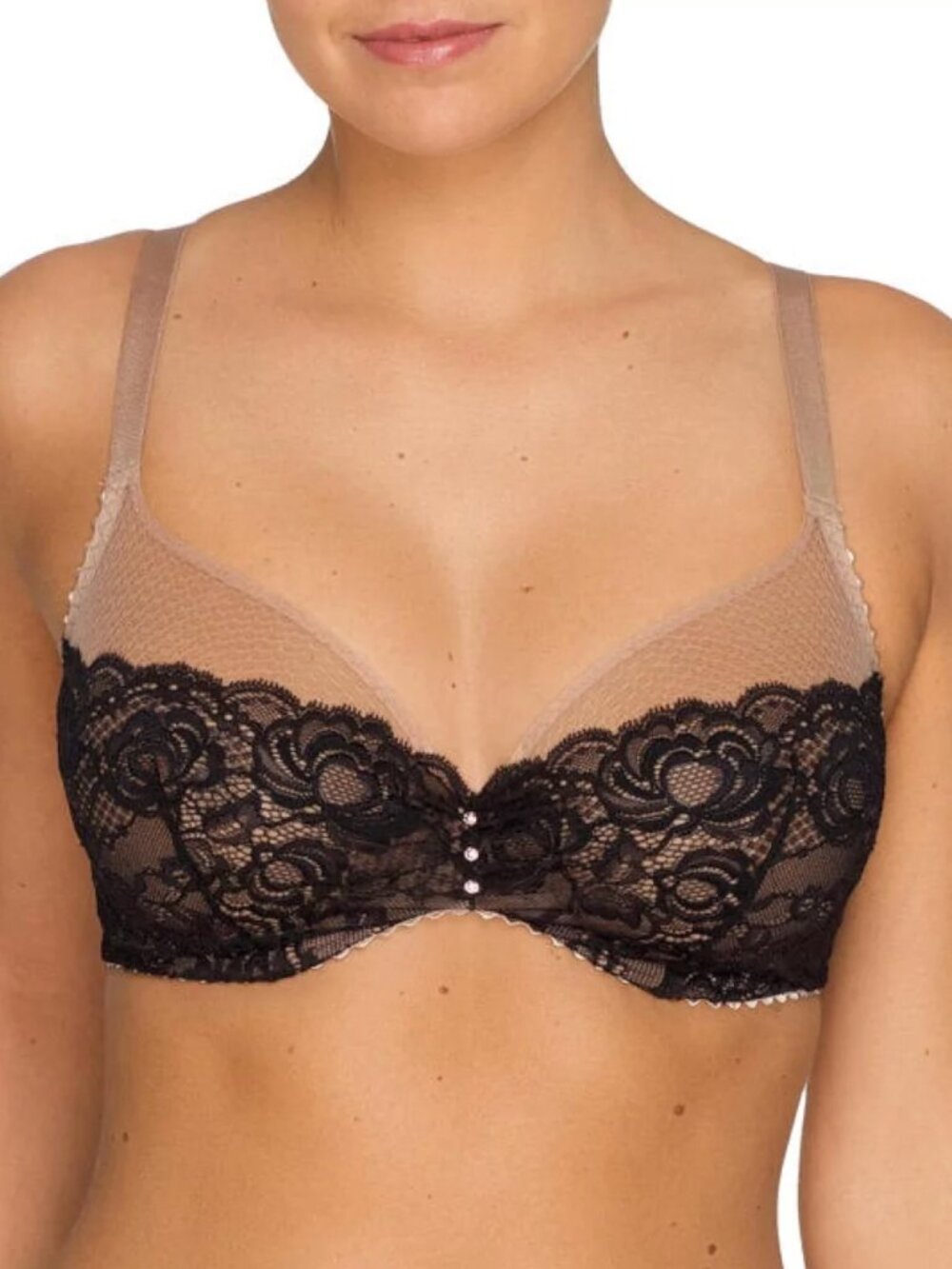 PrimaDonna By Night Bra Lace Black Cream EU 75G, FR 90G, UK 34G NWT